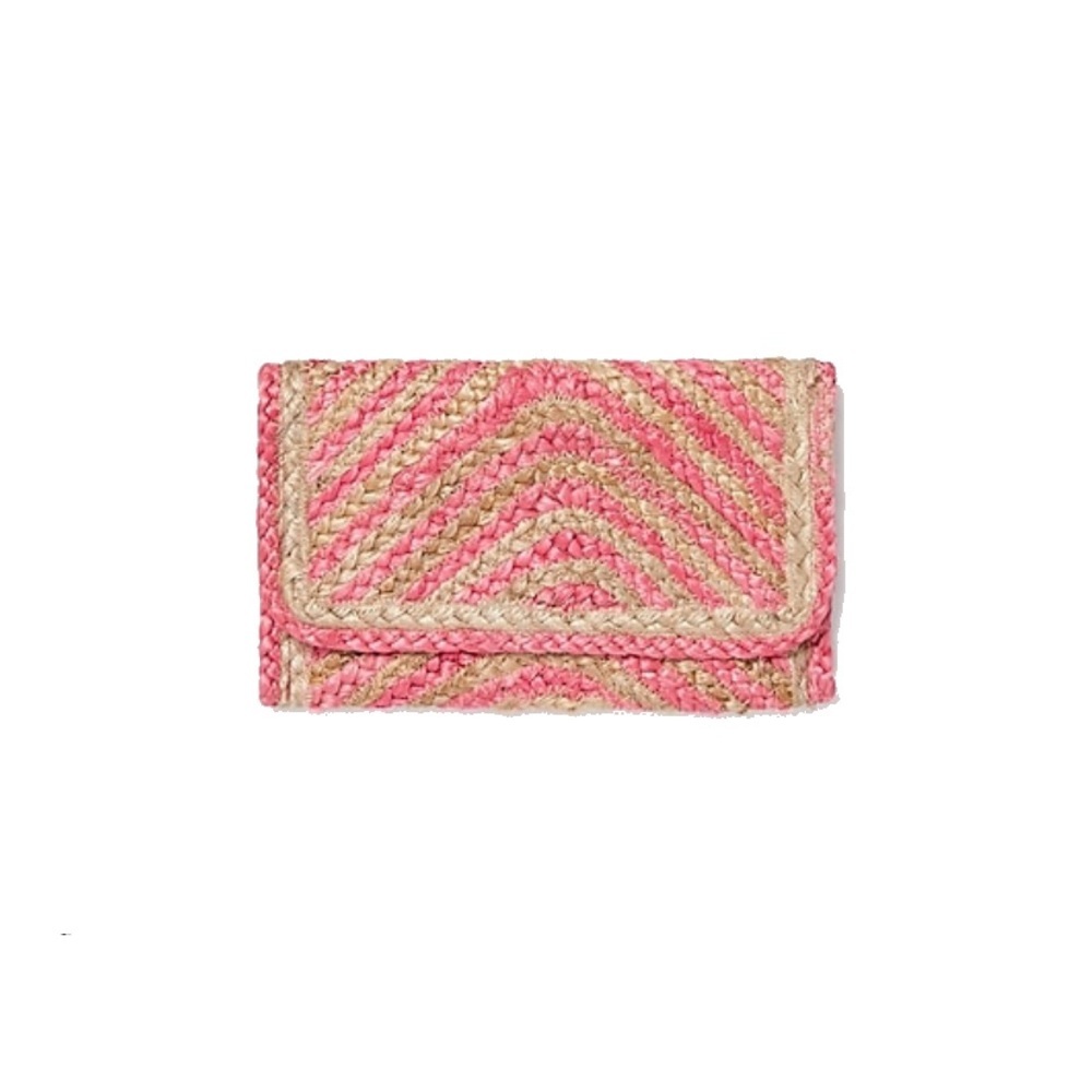 EXPRESS Bright Pink Jute Foldover Clutch NWT